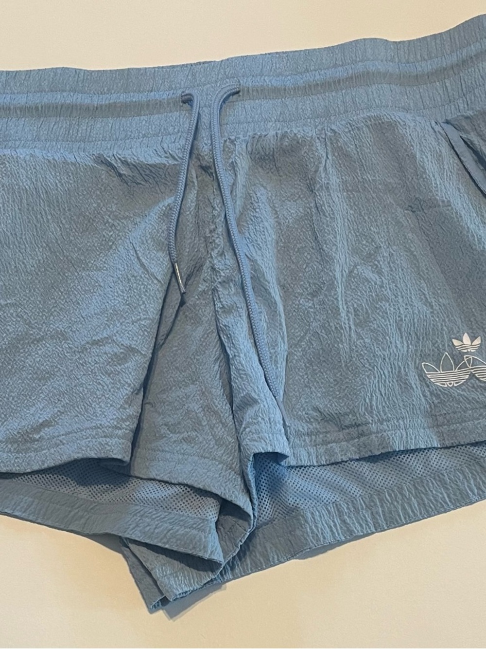 adidas women's Sky Blue crumple texture Running Shorts